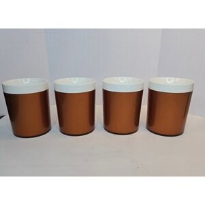 Set of 4 Vintage West Bend Thermo Serv Insulated Copper Coffee Mugs Cups MCM